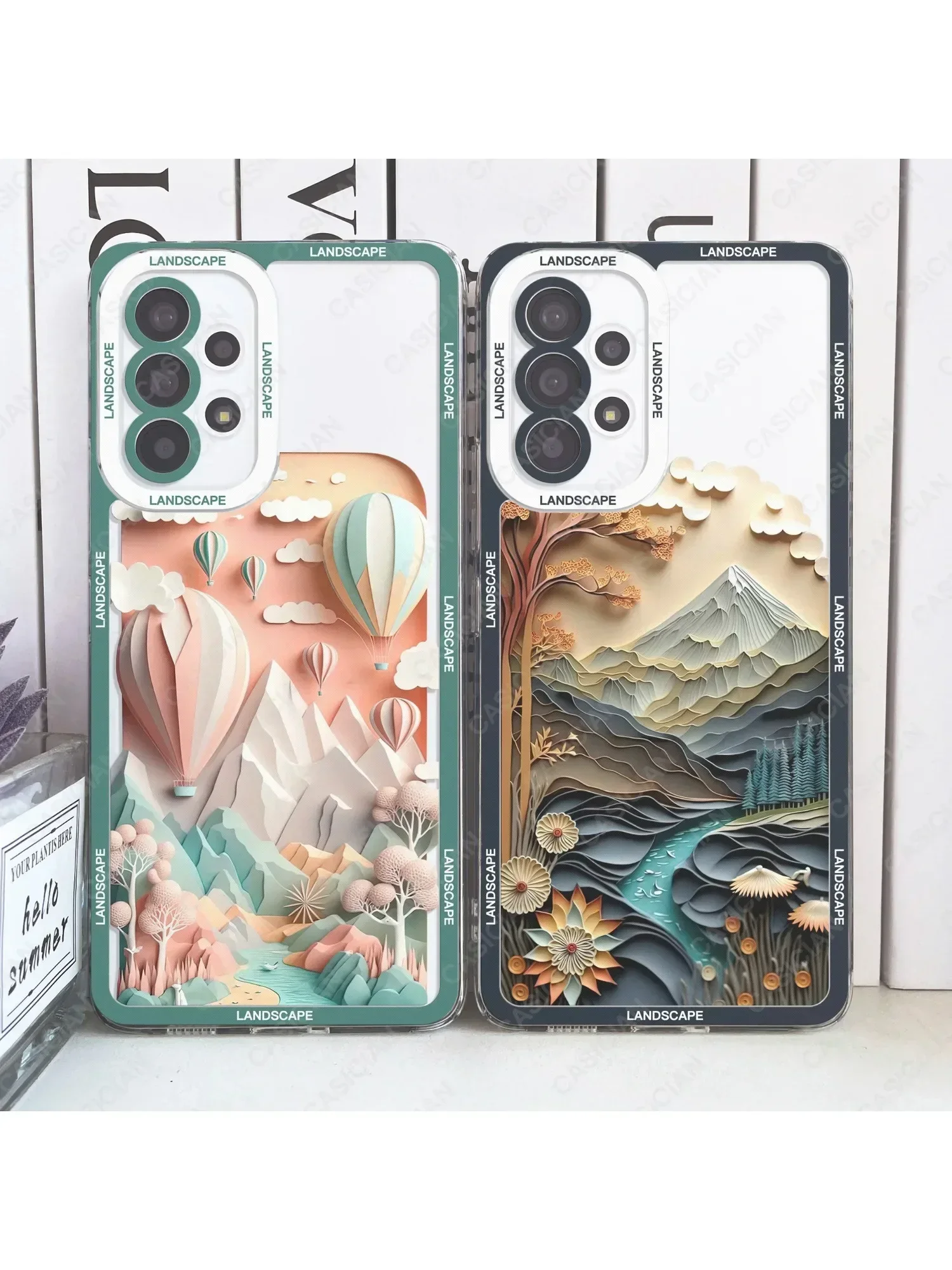 Paper Cute Landscape Creative Mountain Balloons Case For Samsung Galaxy S20 Plus S21 FE S22 S23