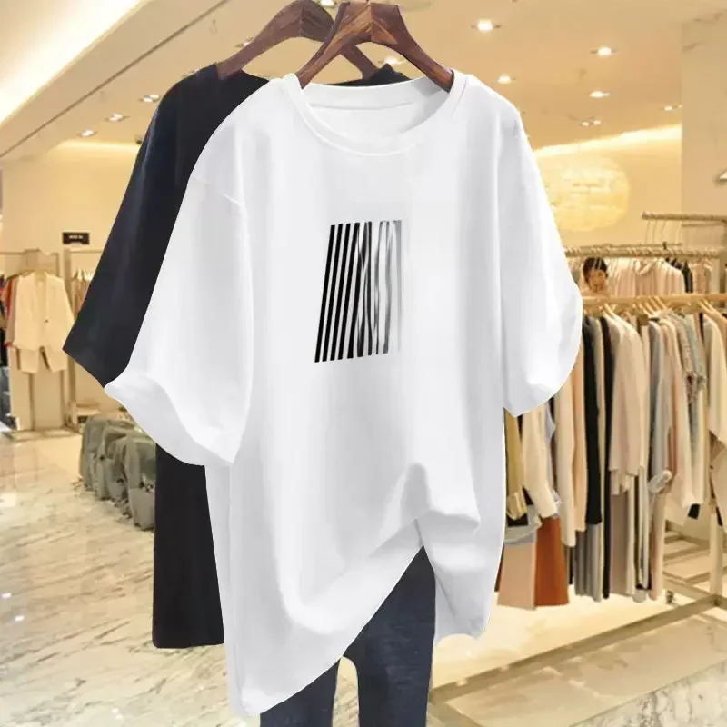 Women Pure Cotton Letter Casual Basic T-shirt Summer Fashion Simple Short Sleeve Tops Ladies