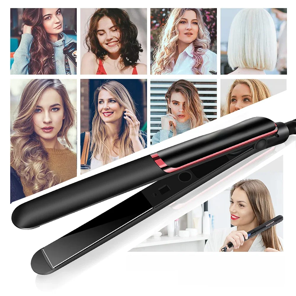 Professional Hair Straightener Curler Electric Splint Flat Iron Negative Ion Straight Curling Iron