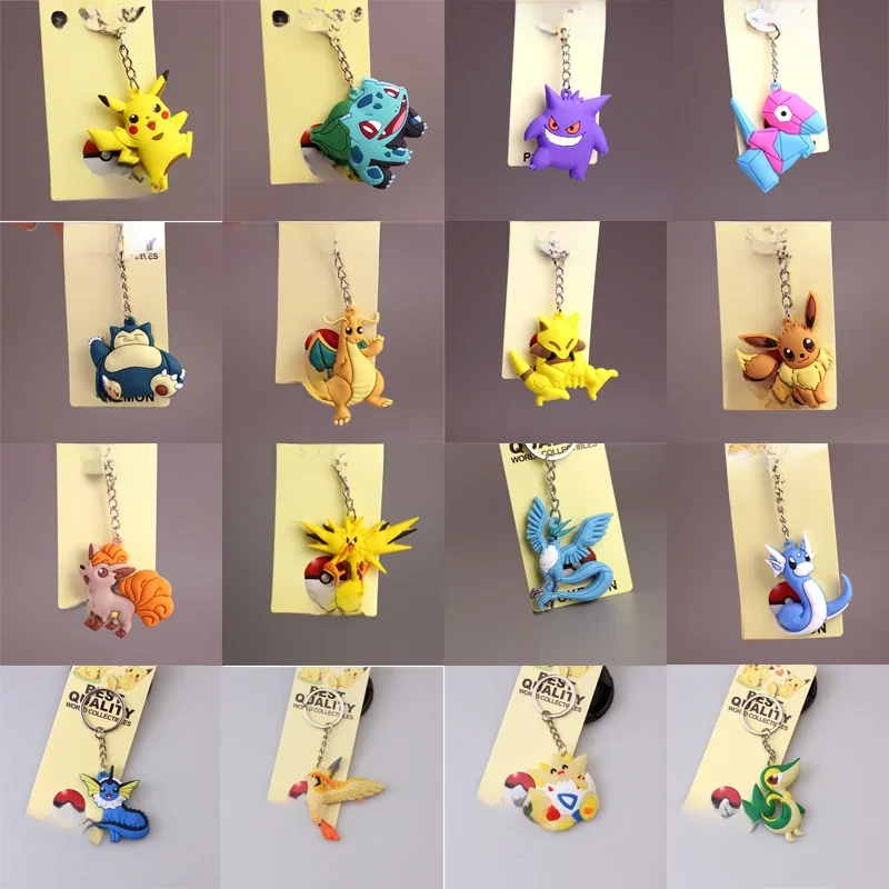 Pokemon Keychain Anime Figure Pikachu Snorlax Anime Fashion Bag Keyring Pendant Accessories Kids