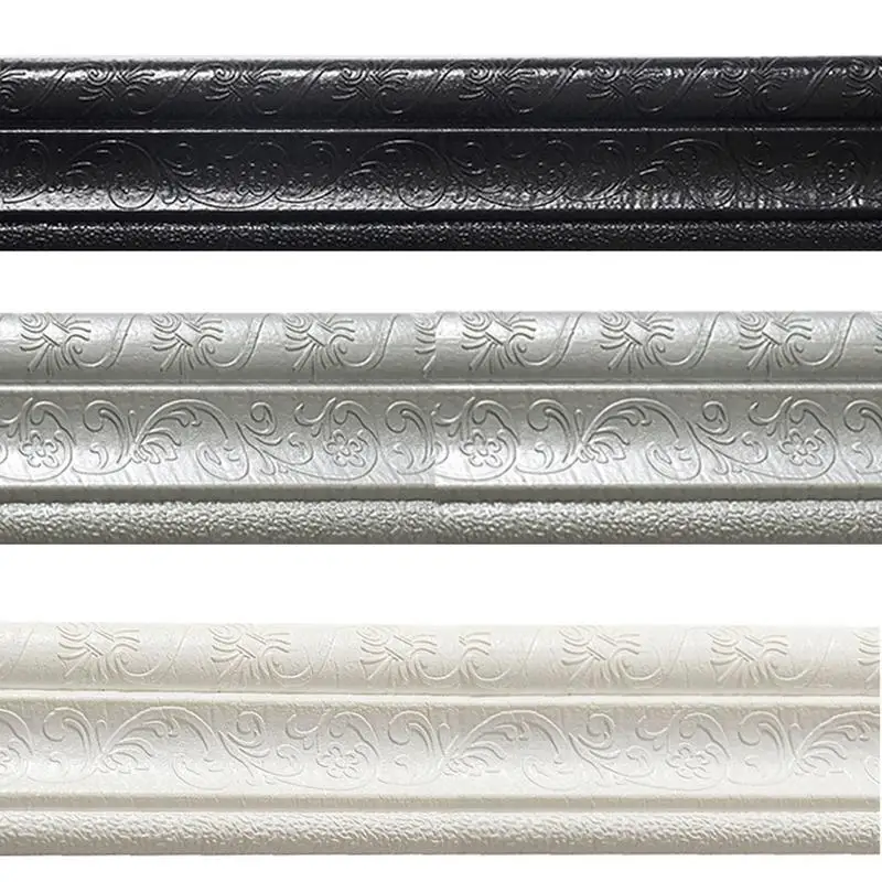 3D Peel And Stick Crown Molding Self Adhesive Waterproof Baseboard Wall Trim Line Skirting Border Flexible Wallpaper Border
