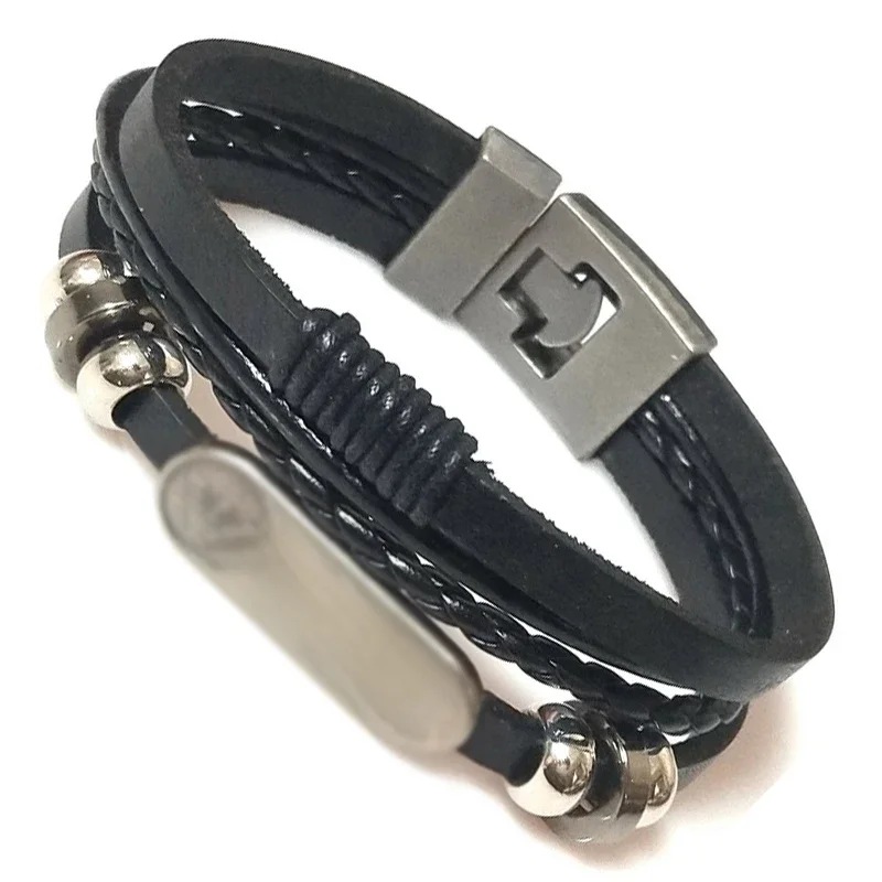 Fashion Dranding Charm Black Brown Men Bracelet Leather Genuine Braided Punk Rock Bangles Jewelry