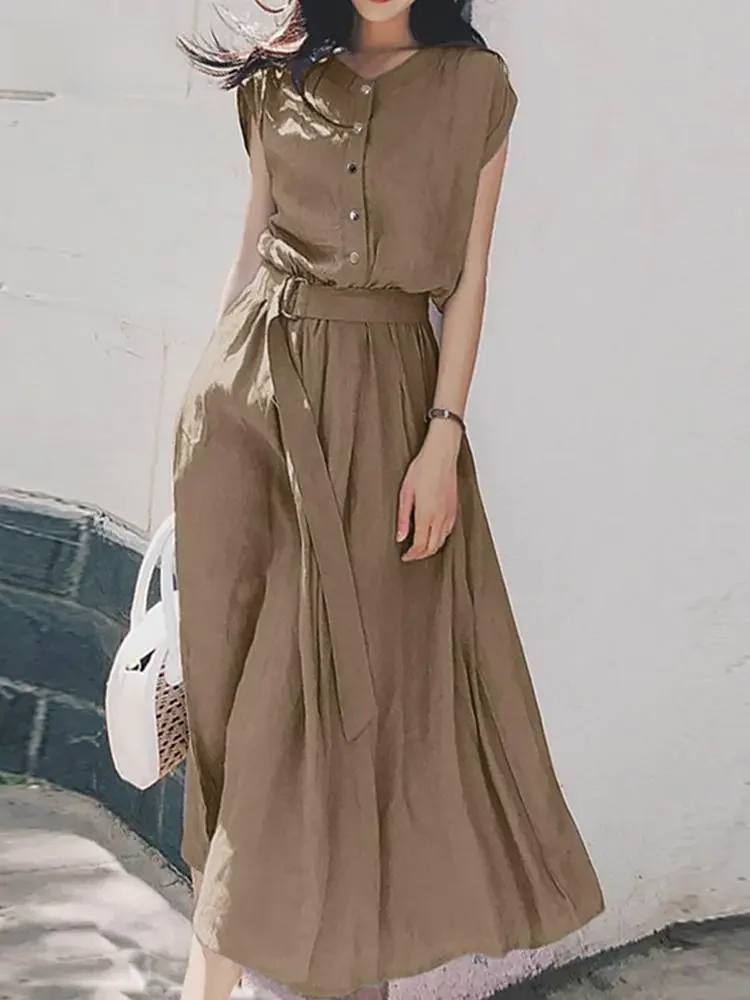 2023 ZANZEA Women Fashion Short Sleeve Dress Summer Elegant Party Vestidos Casual Mid-calf Sundress
