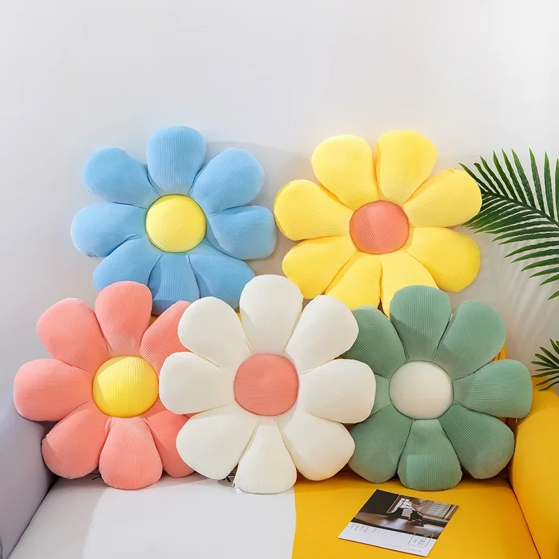 Daisy Flower Plush Cushion Colorful Petal Throw Pillow Plush Toy Sofa Cushion Home Decoration Office