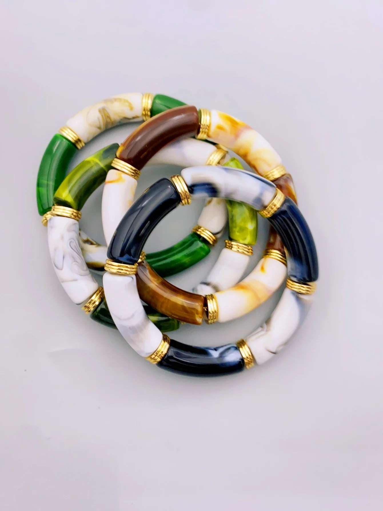 Colorful Acrylic Tube Stretch Bracelet for Women, Fashion Stylish Bangle Jewelry Couple Bangles Gift