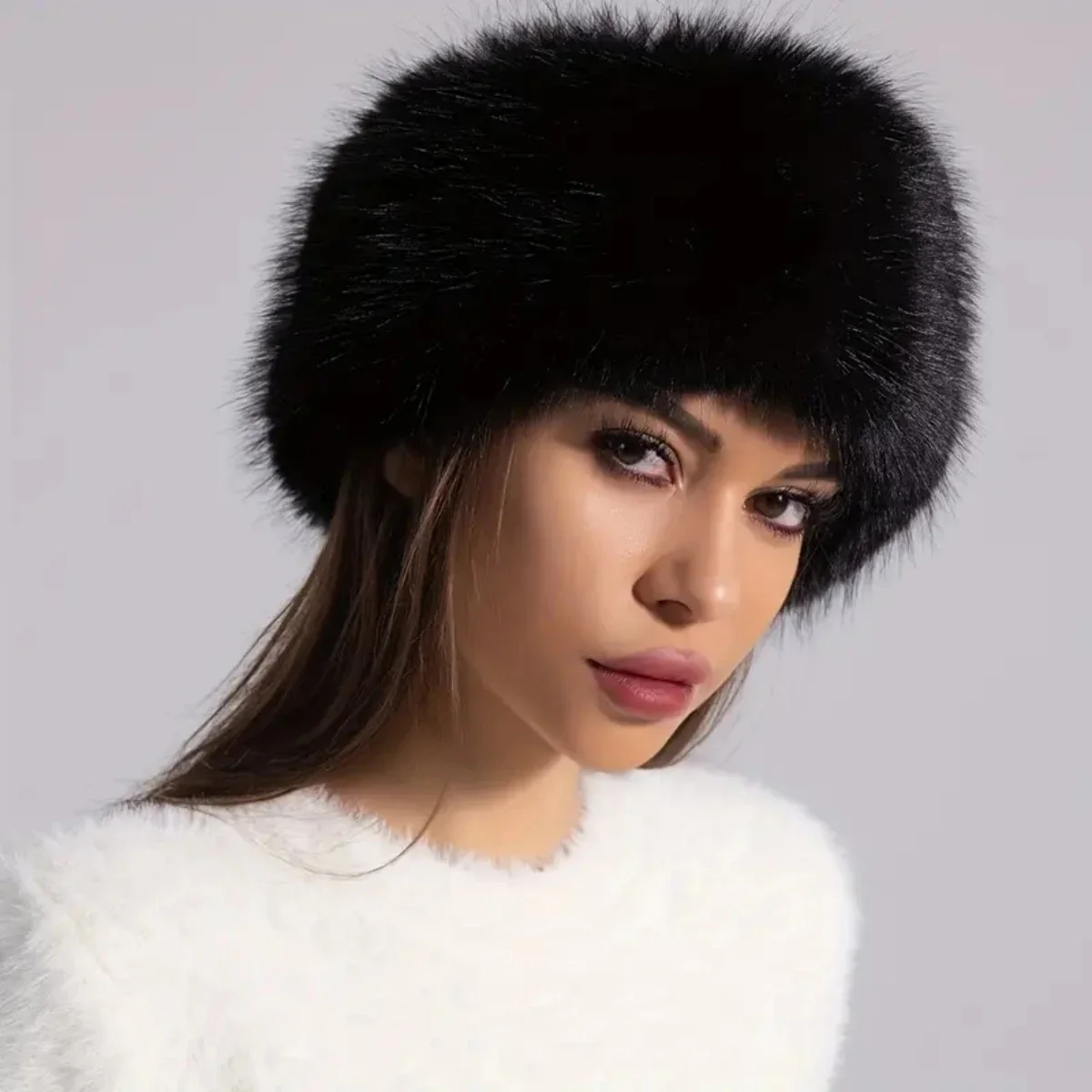 Winter lmitation Fur Thickened Hat Without Top Hat, BreathableComfortable Outdoor Travel Brimless