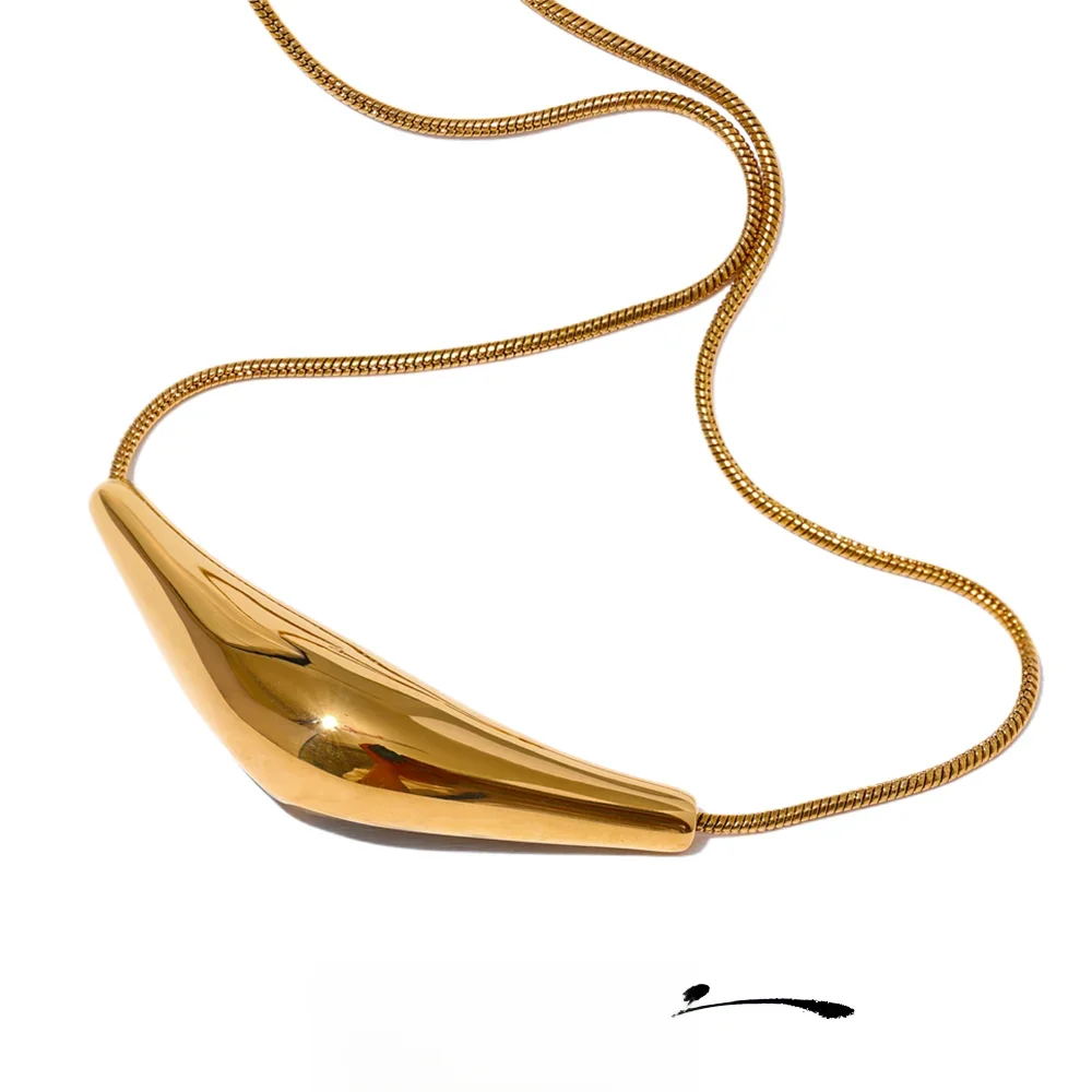 Yhpup 316l Stainless Steel Cast Pendant Clavicle Necklace Waterproof 18K PVD Plated Fashion Collar