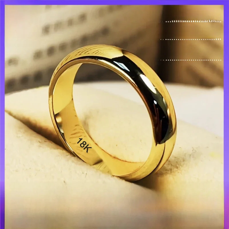 Never Fade Classic 4mm 18K Golden Round Eternal Wedding Band Fashion Accessories Lover's Jewelry