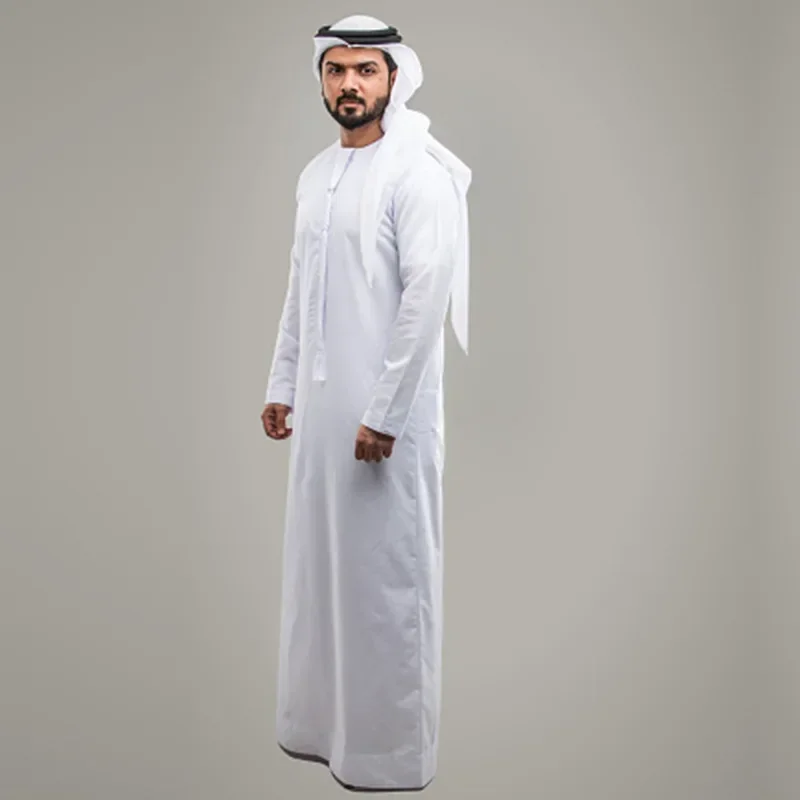 Elegant and Comfortable Muslim Robe for Men: 2023 Fall New Middle Eastern Thobe with Round Neck and