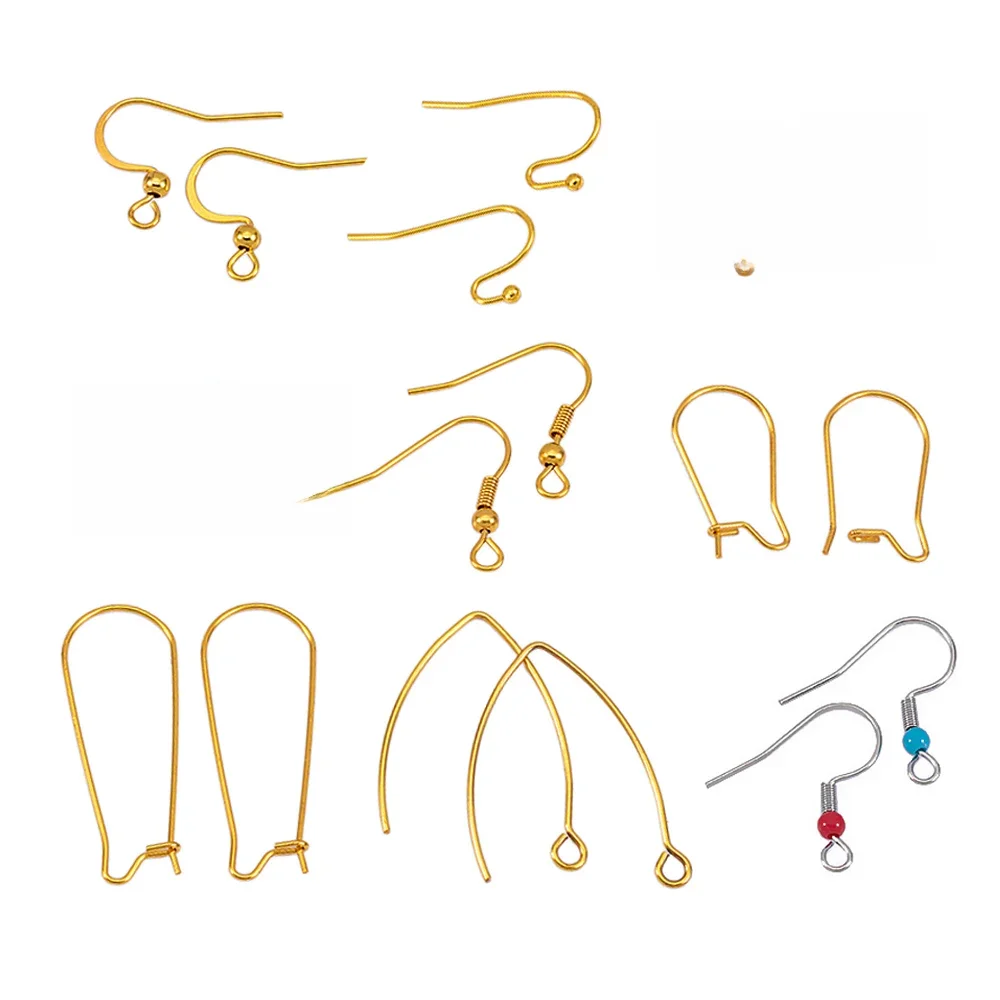 50pcs Stainless Steel Earring Hooks Earwire Base Setting Supplies Wholesale Earrings for DIY Jewelry