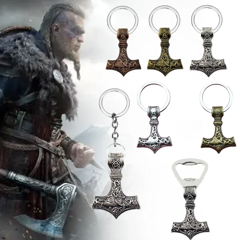 Dropshipping Keychain Charm Thor Hammer Mjolnir Viking Amulet Hammer Scandinavian Keychain Norse