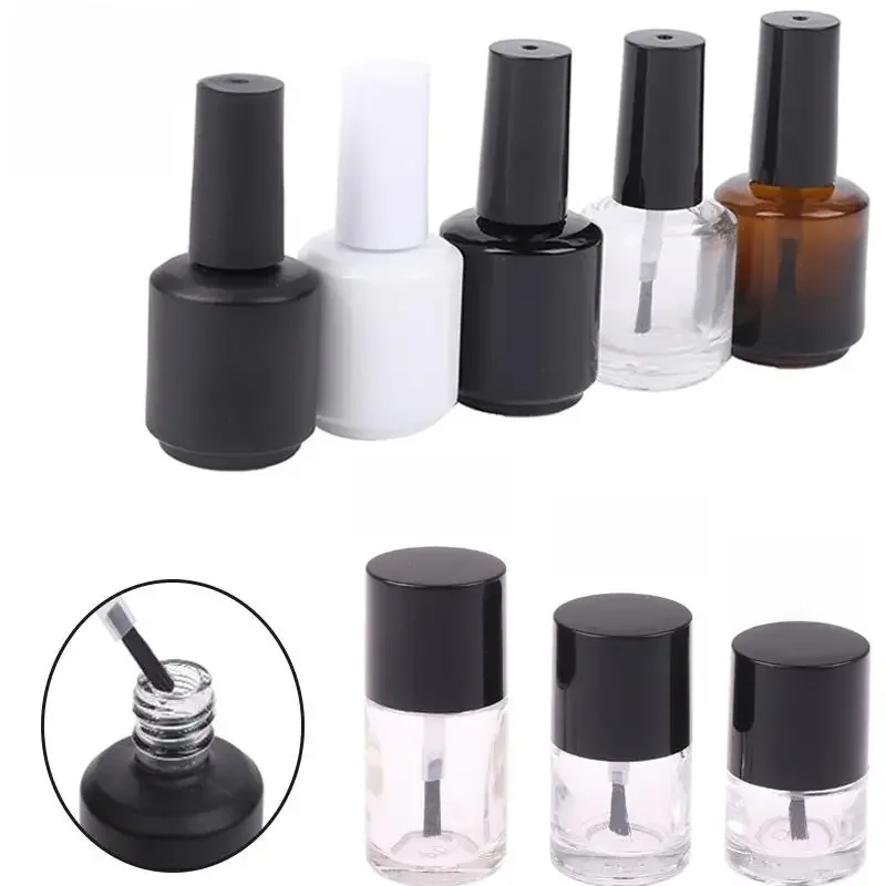5/10/15ml Empty Transparent Glass Nail Polish Bottle Empty With Lid Brush Cosmetic Containers Nail