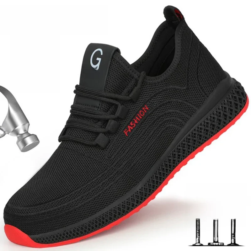 Manlegu Air Mesh Steel Toe Work Shoes Breathable Working Shoes Women Man Safety Shoes Lightweight