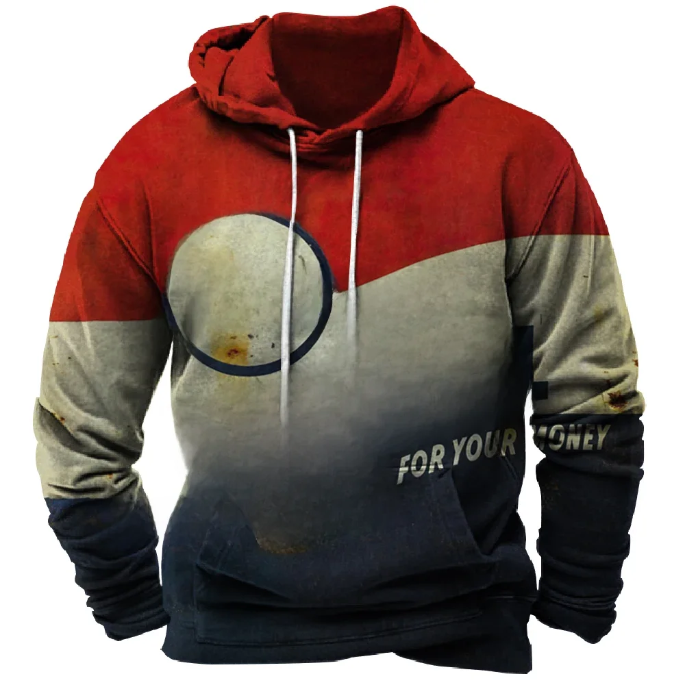 Spring Sweatshirts Long Sleeve Vintage Hoodie For Men Street Outdoor Pullover Oversized Men's