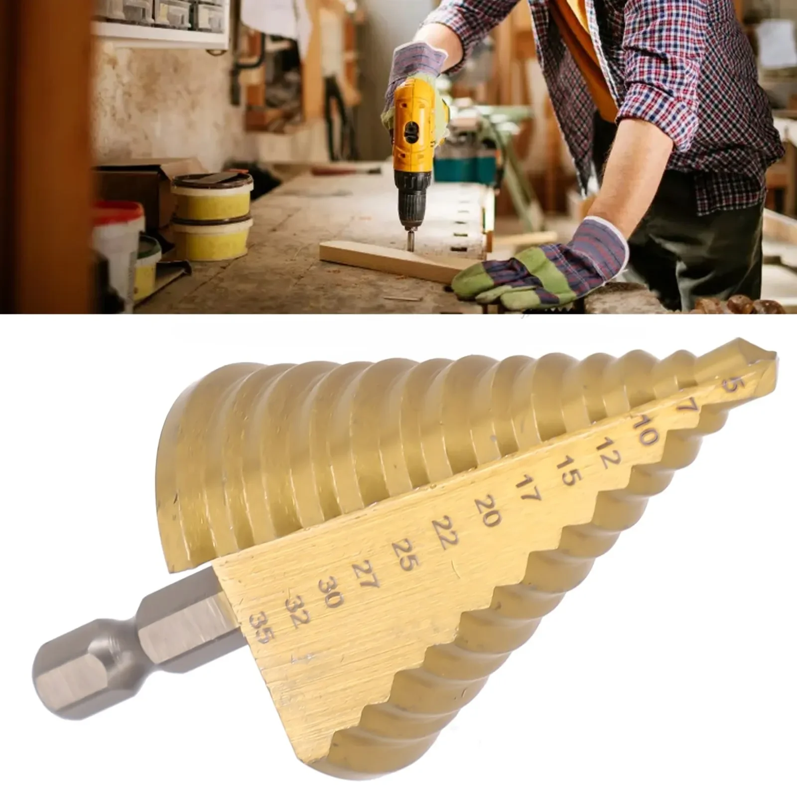 5-35MM HSS Step Drill Bit Straight Groove Titanium Coated Wood Metal Hole Cutter 13 Steps Multiple