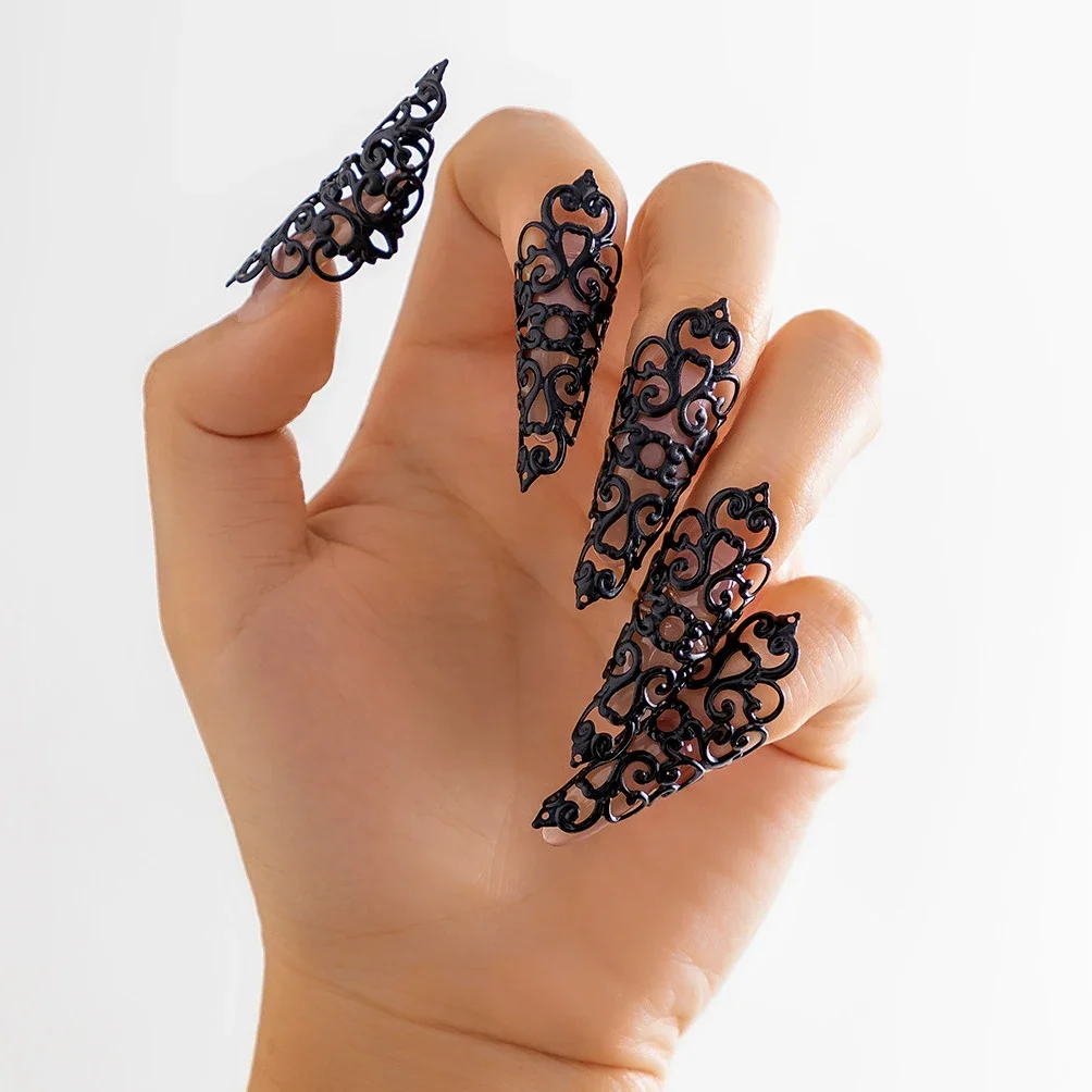 4Pcs Unique Gypsy Dubai Finger Adjustable Open Finger Rings for Women Trendy Vintage Punk Nail Ring