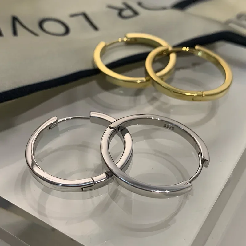Fashion New Hot Sell Trendy 925 Sterling Silver Circle  Earrings for Women Real Silver Ear Hoop