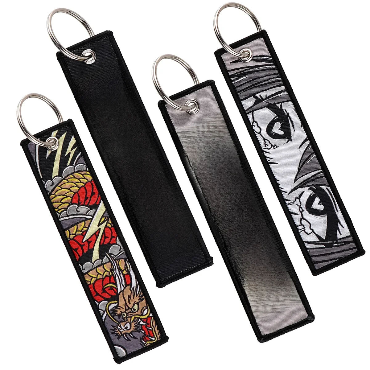Anime Dragon Embroidery Key Fobs Key Tag Keychain For Car Keys Backpack Women Men Key Ring Holder