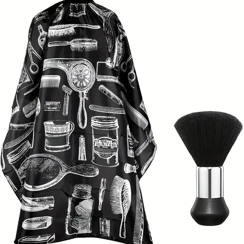 Barber wrap set Waterproof Hair Cutting Cape with Neck Duster Brush - Professional Barber Salon
