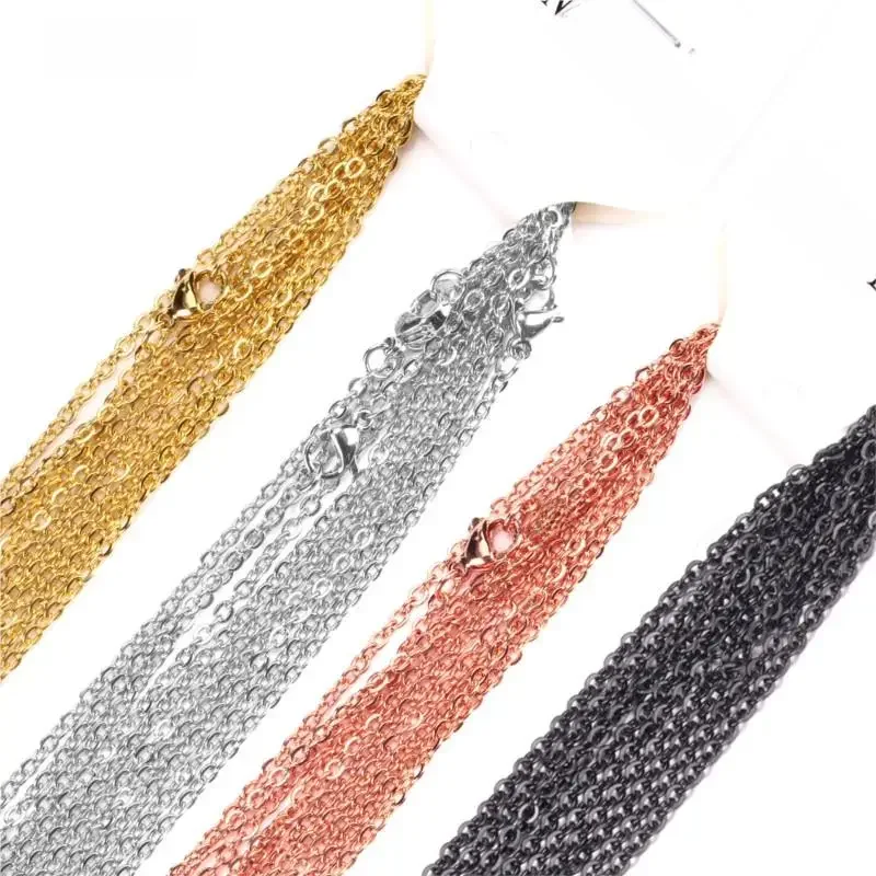 AWit 10Pcs/Lot Stainless Steel Chains 2mm/1mm O Shape Rolo Link Cuban Long Necklace For Women