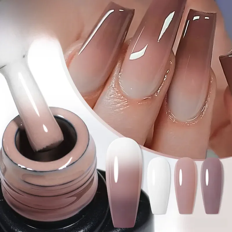 MEET ACROSS 7ml Thermal Gel Nail Polish 3 Layers Temperature Color Changing Gel Winter Grey Semi