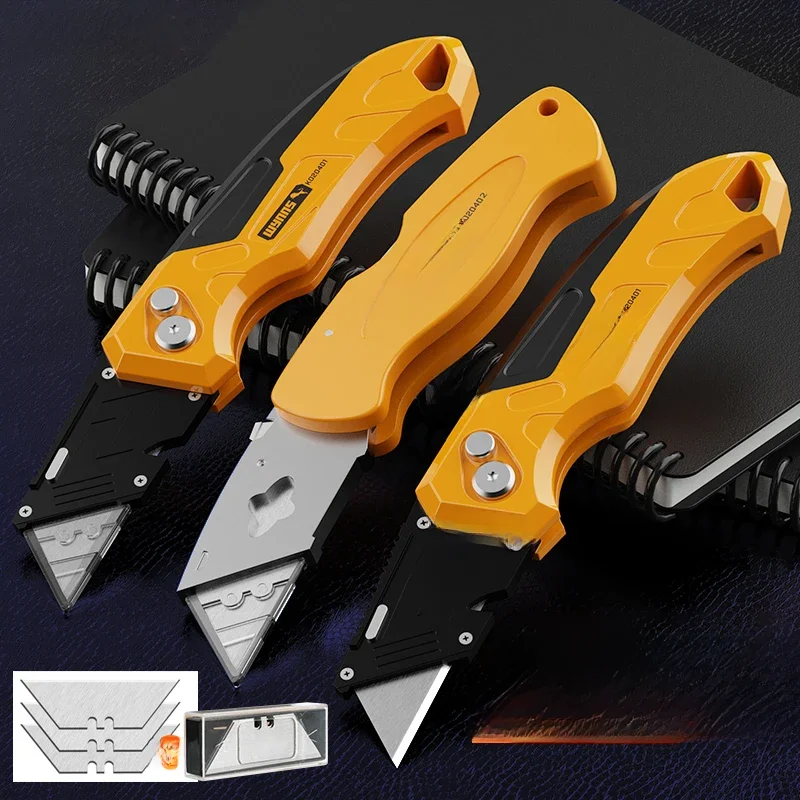 WYNNS Heavy Duty Box Cutter Folding Utility Knife Quick Change Blades SK5 Blades Cutting Tool Cutter