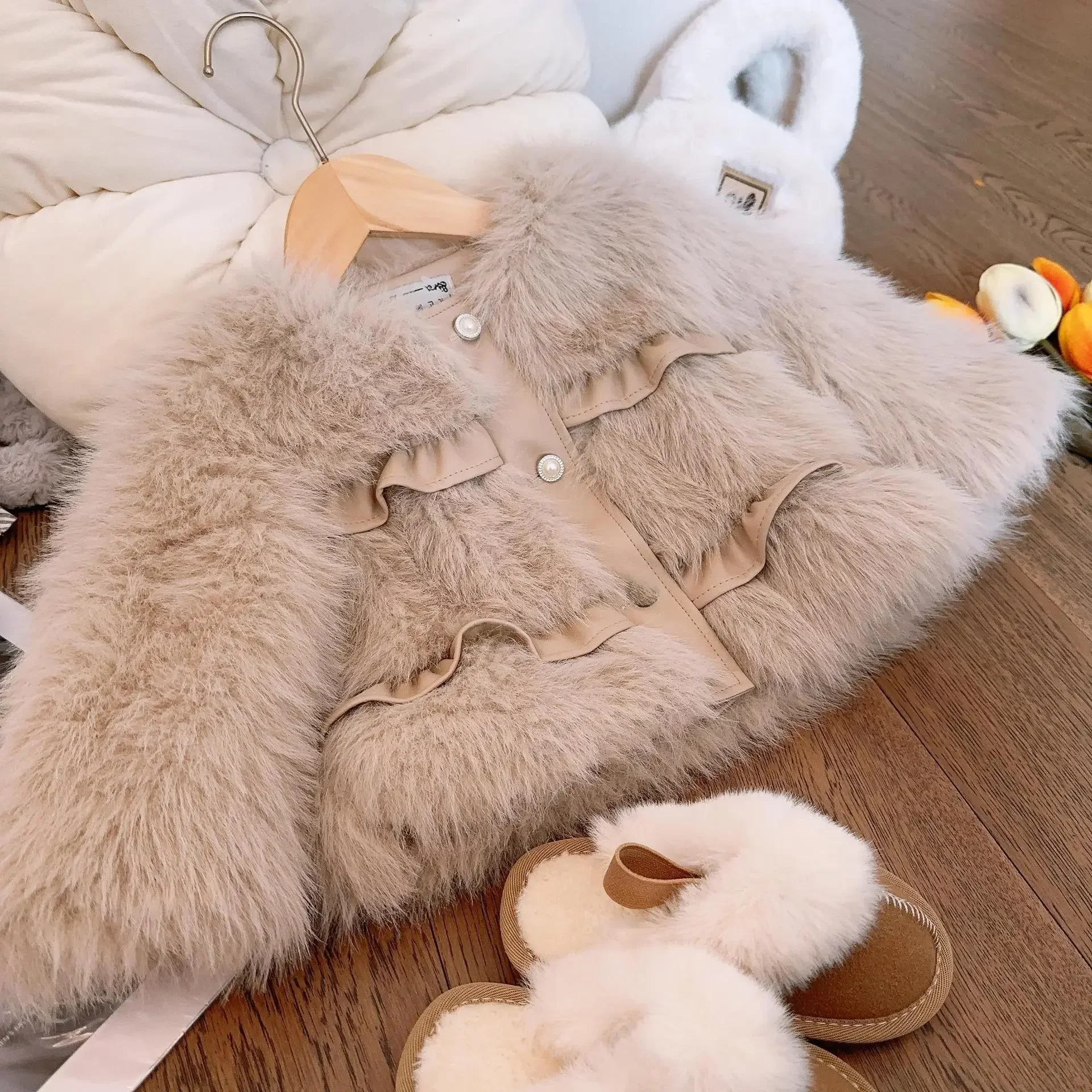 2023 Korean version of girls faux fur top jacket winter new fashionable and western-style thickened