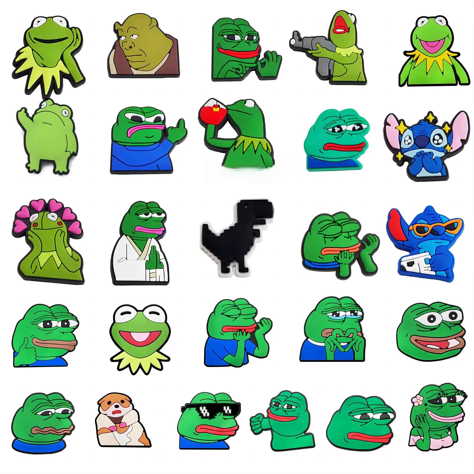 9-26pcs/set Sad Frog series for Cartoon Shoe Charms DIY Accessories for Classic Clog Shoe Decoration