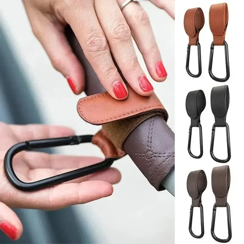 Stroller Hooks Baby Diaper Bag Hook Stroller Organize PU Leather Adjustable Pram Multi-function Hook