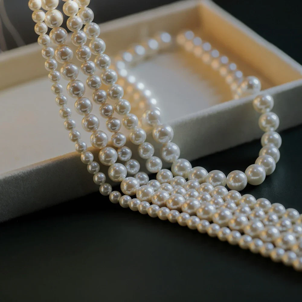 1strip 2-20mm Natural White Shell Pearl Beads Round Loose Spacer Opal Moon Stone Beads For Jewelry