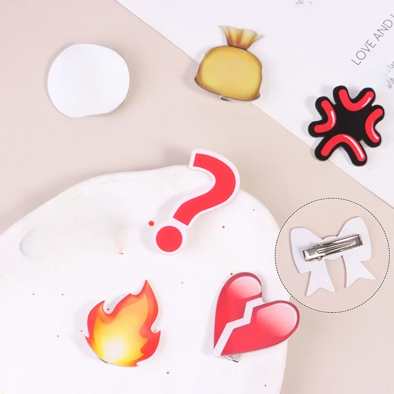 Angry Expression Drop Hair Clip Heartbroken Acrylic Hair Clip Funny Side Clip Duckbill Clip Bangs