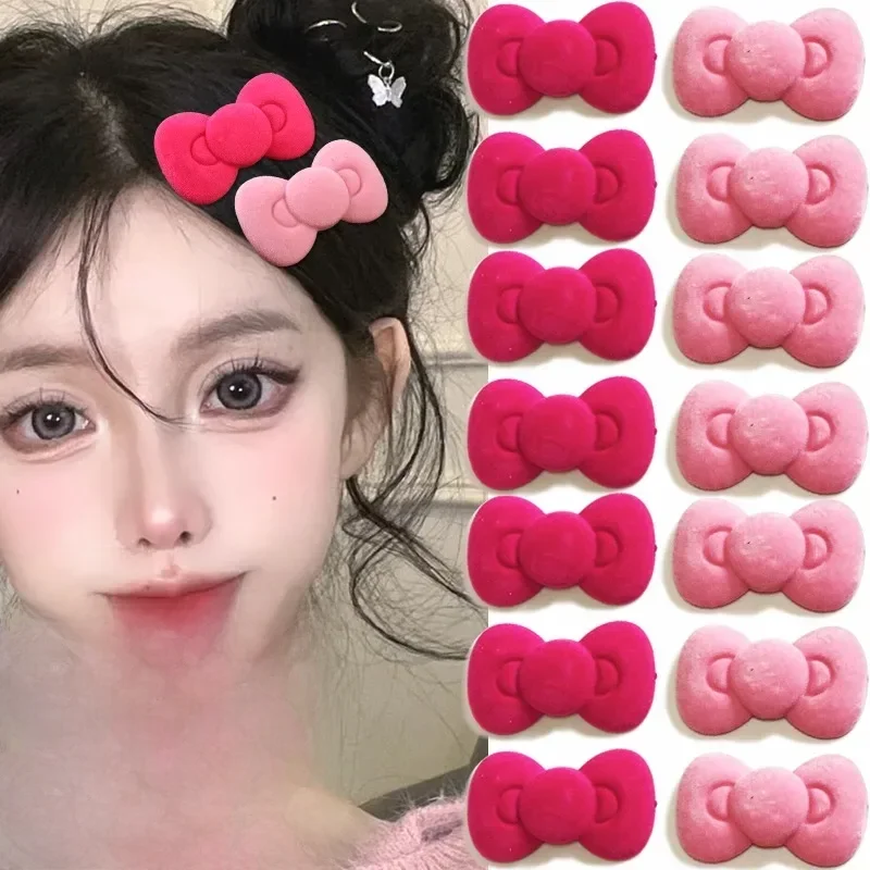 1/2/3PCS Cute Velvet Bowknot Hair Clip Lolita Girl Cartoon Small Hairpins For Women Fashion French