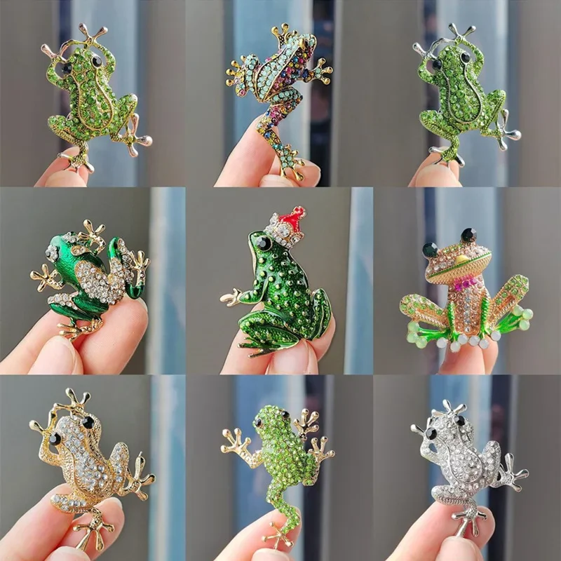 1PCS Luxury Green Frog Brooches for Women Men Vivid Animal Alloy Brooch Pin Fashion Men Suit Coat