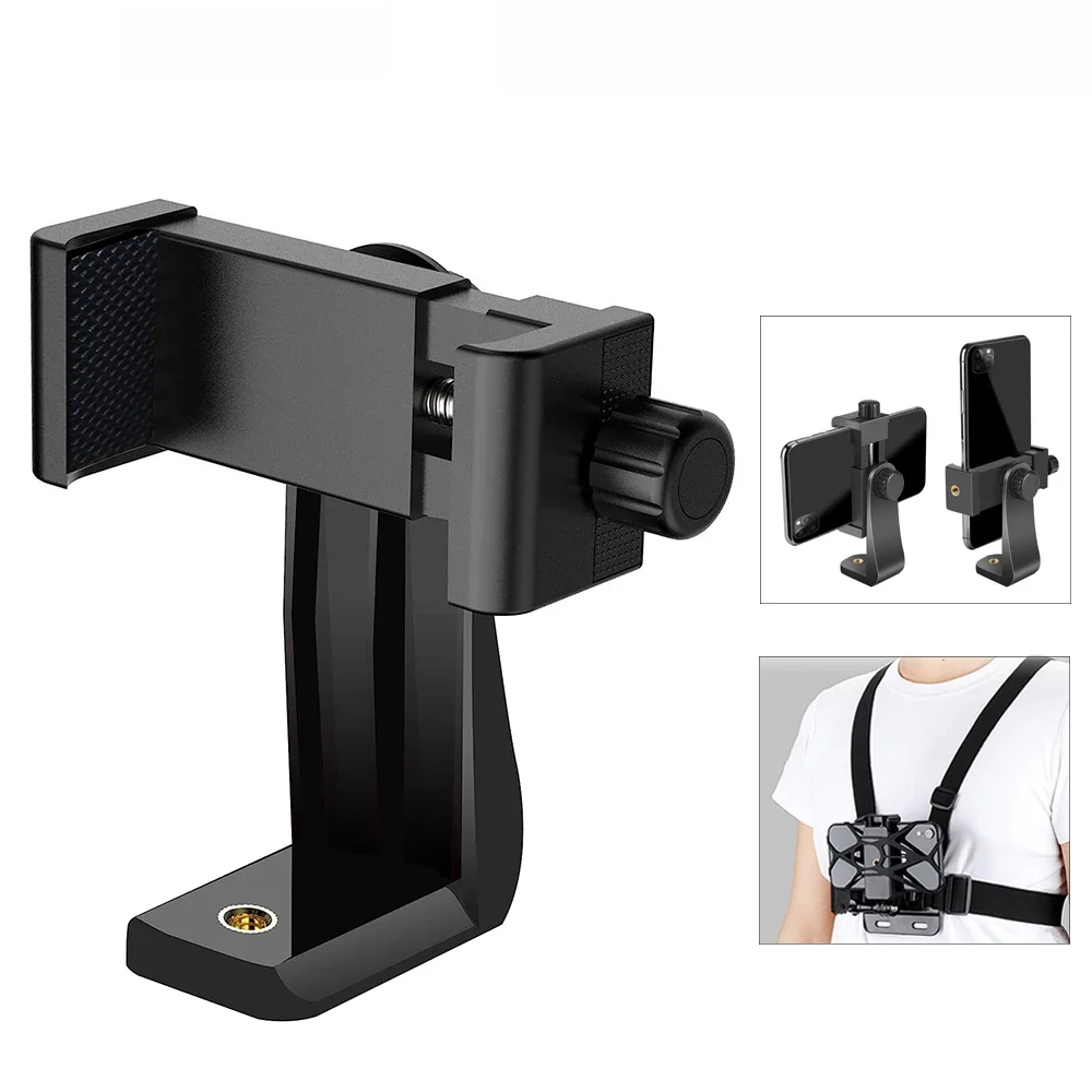 For iPhone 360° Tripod Phone Mount 1/4"Screw Mobile Phone Clip Tripod Mount Adapter Adjustable For
