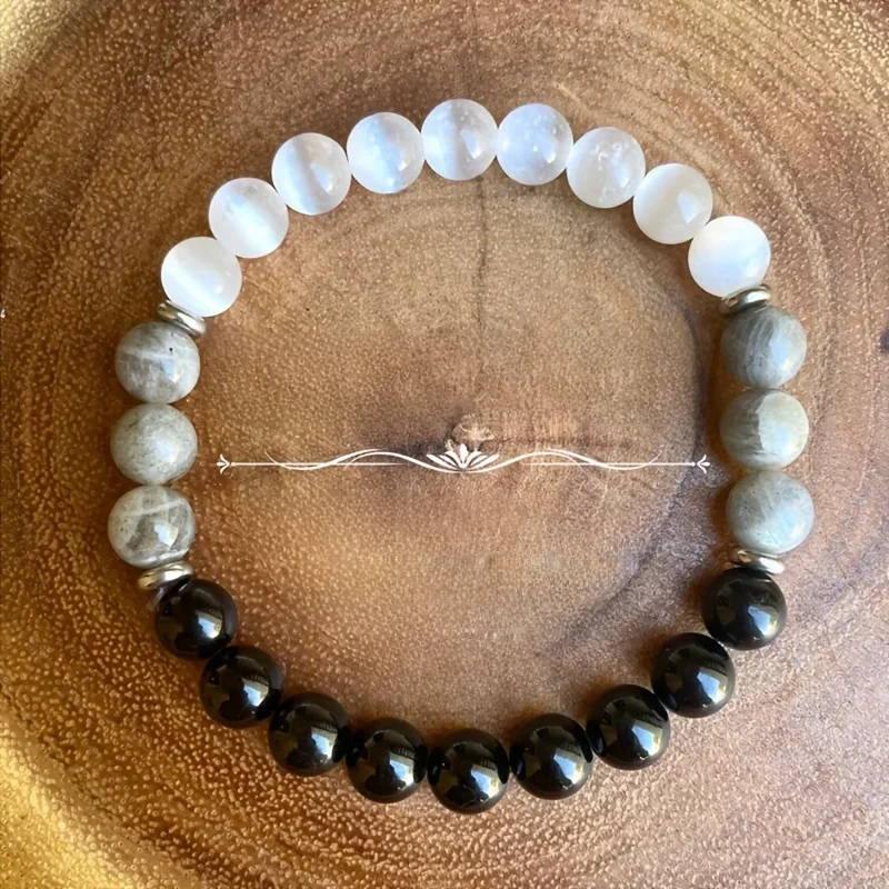 negative energy natural stone mixed bracelet protection women man family opal plat beads bangles