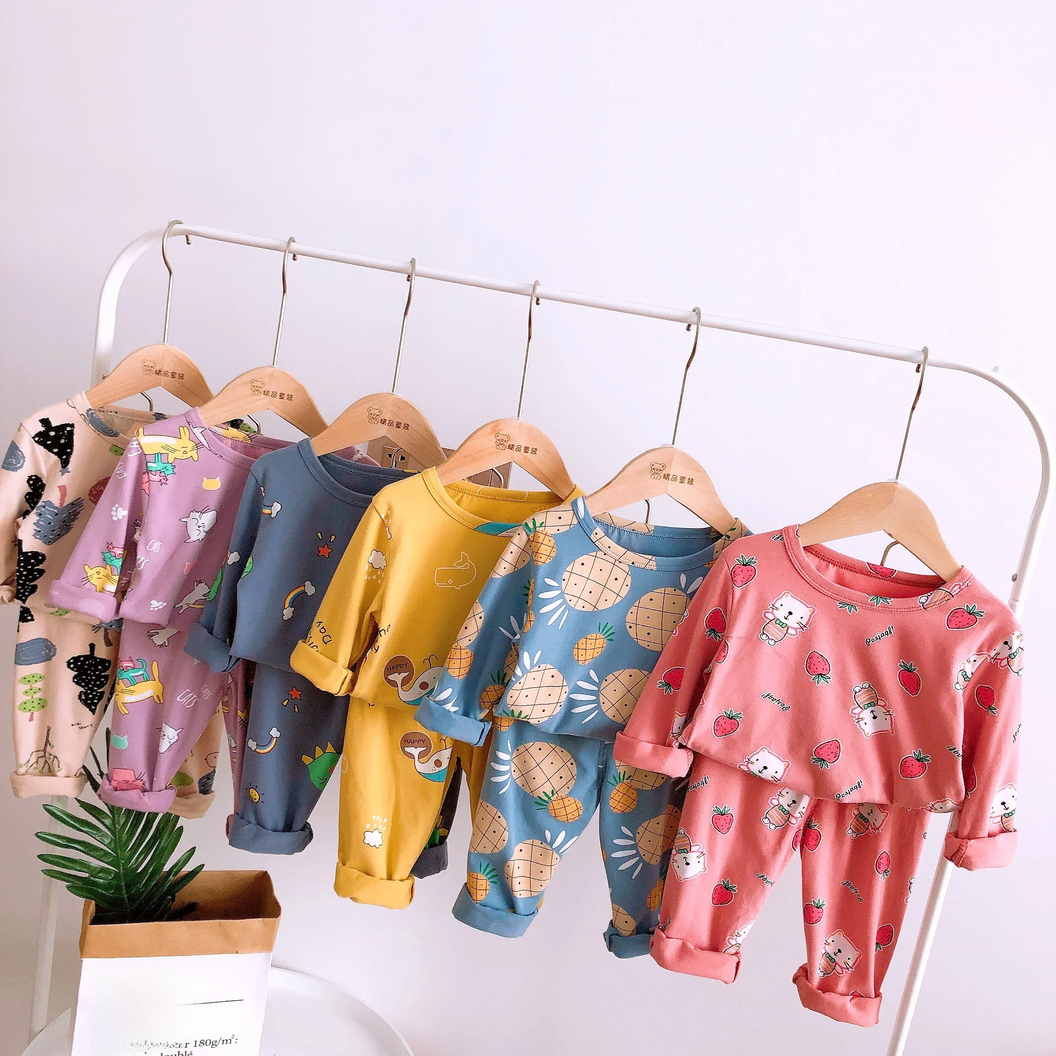 2PCS Children's Four Seasons Long sleeved Comfortable Full Print Cartoon Pajama Set, Children's