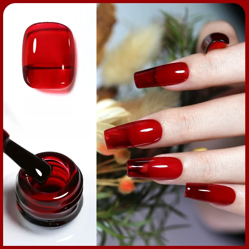Clou Beaute Transparent French Gel Polish Translucent Nude Pink Red Jelly Glass Milky White Varnish