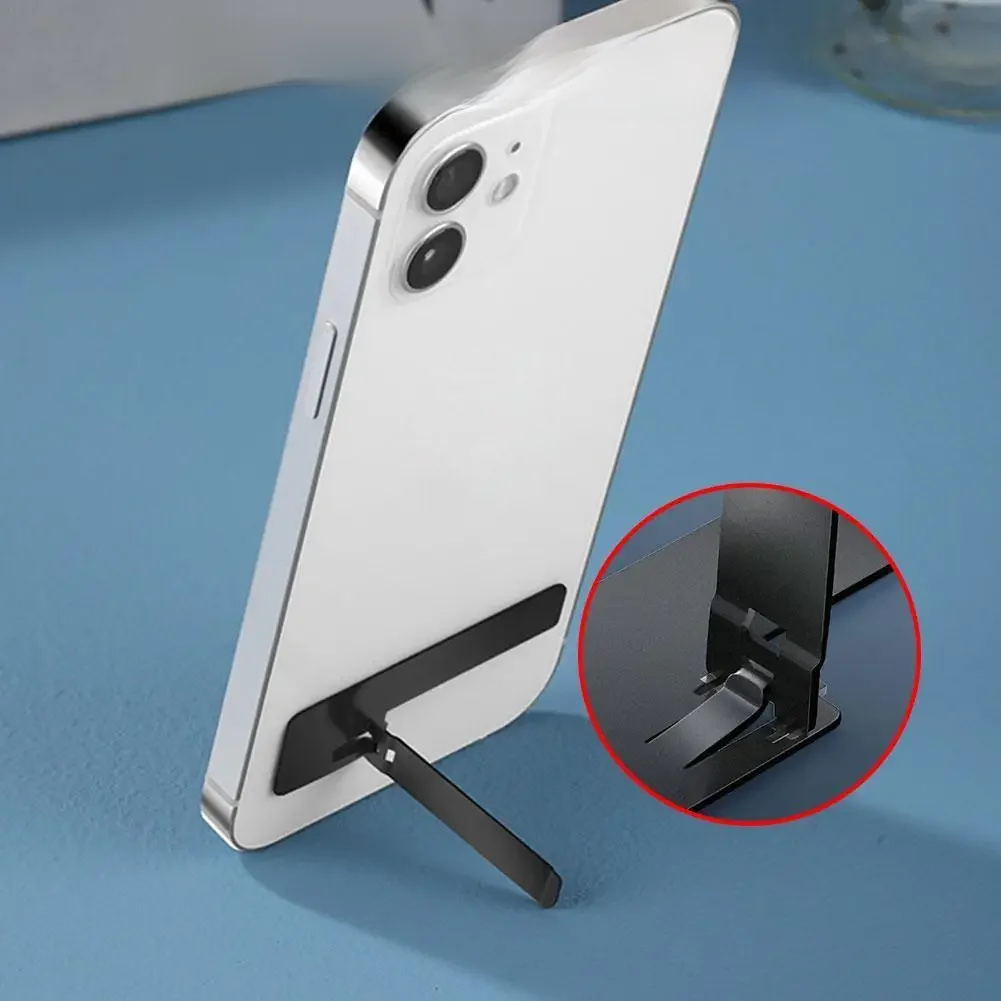 Ultra Thin Mini Phone Kickstand Universal Desktop Phone Holder Stand Metal Steel Folding Desk