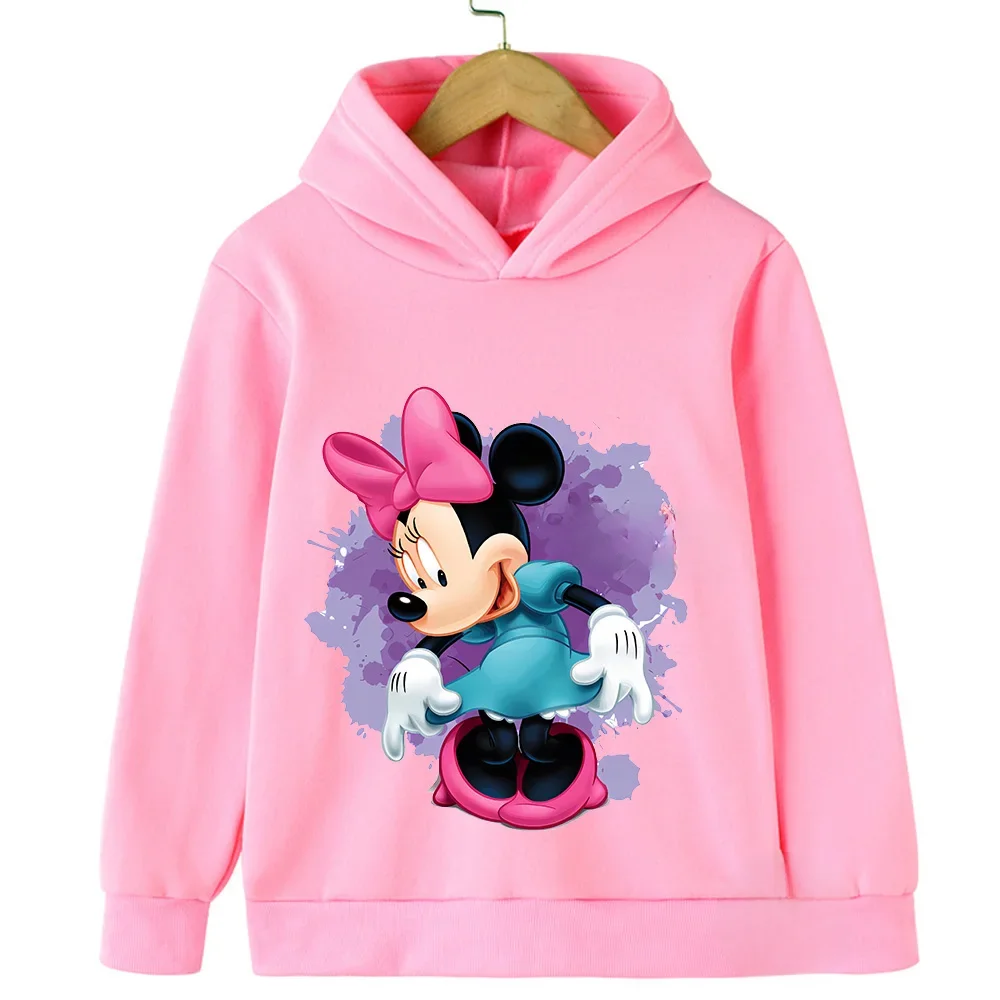 Mickey Mouse Hoodies Disney Minnie mouse Girls Kids Sweatshirt Baby boy Clothes Tops Cute Children