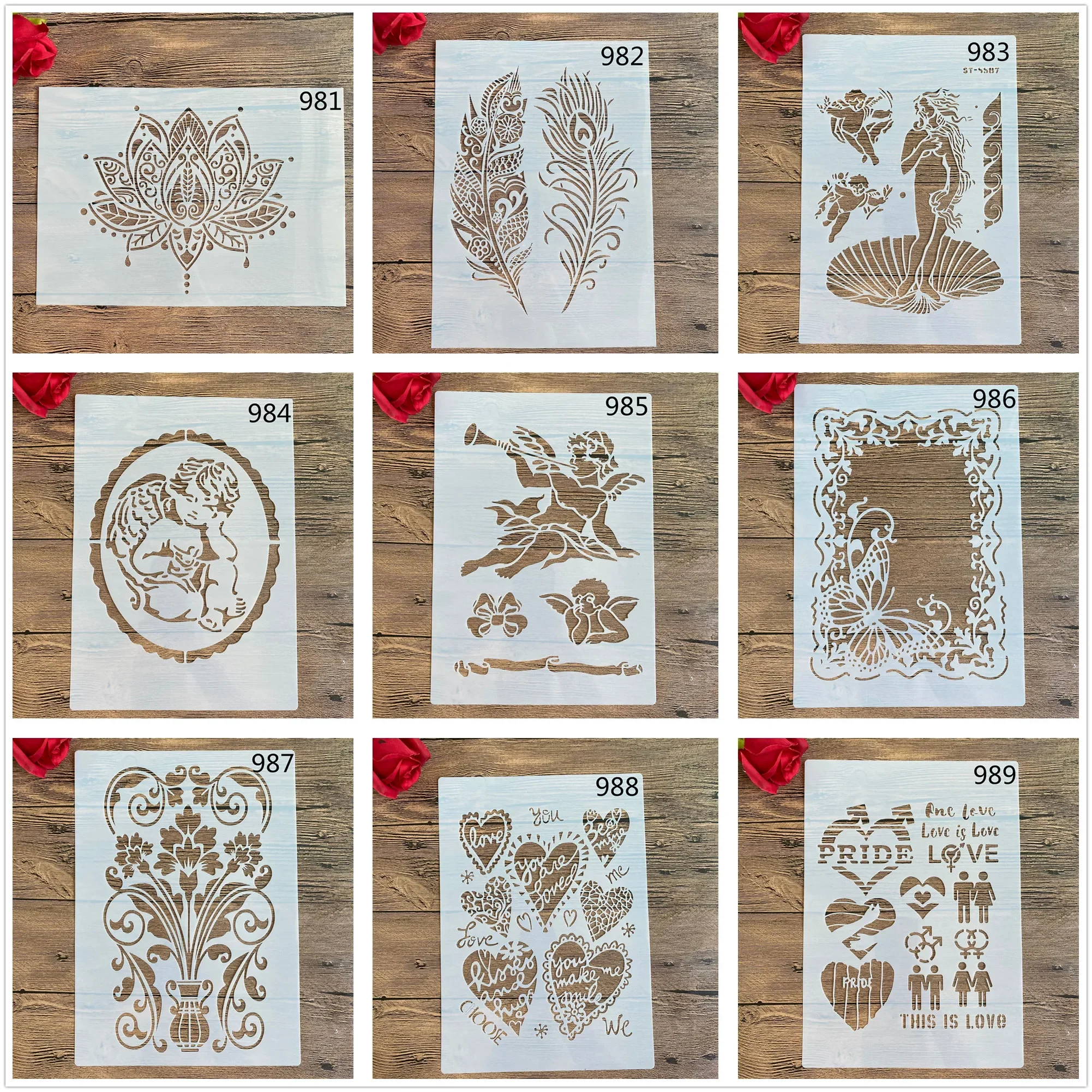 A4 29 *21cm DIY cake Stencils wall Painting Scrapbook Coloring Embossing Album Decorative Paper Card Template wall plastic