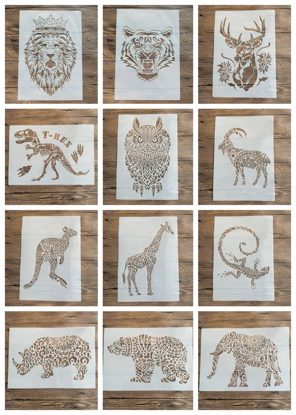A4 29 * 21cm DIY Stencils Wall Painting Scrapbook Coloring Embossing Album Decorative Paper Card Template Animal mandala