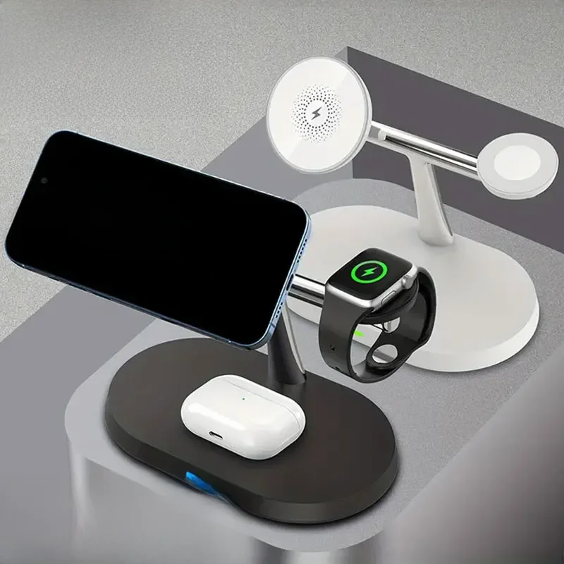 100W Magnetic Wireless Charger Stand For iPhone 15 14 13 Pro Max Apple Watch 8 7 6 Airprods 3 In 1