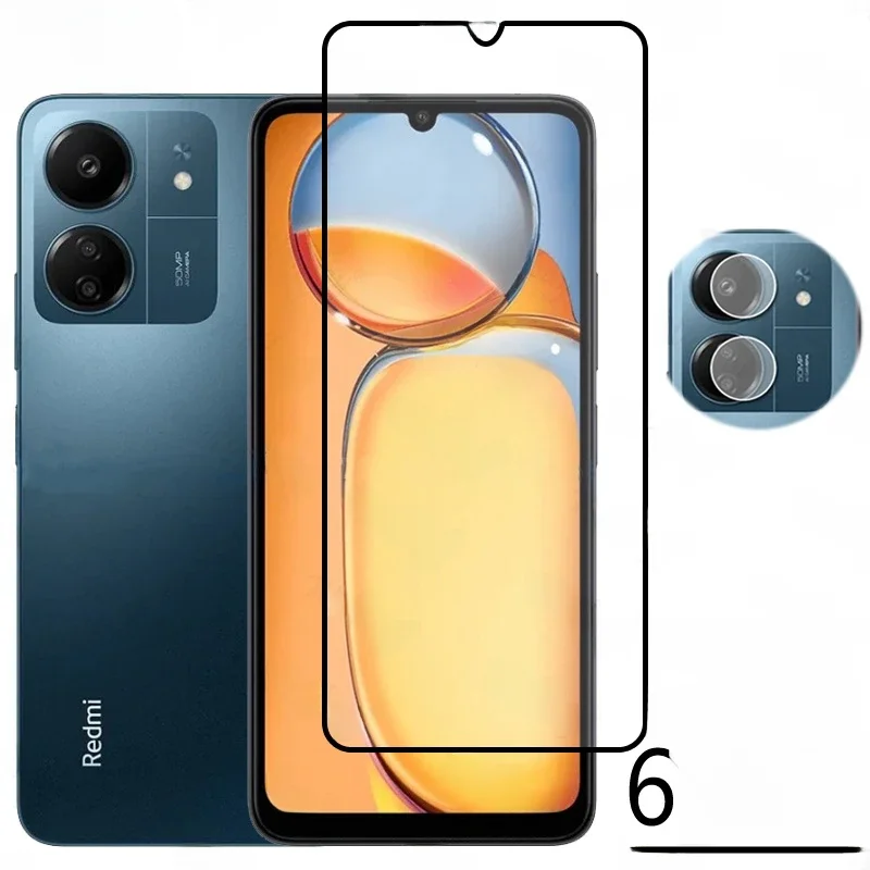 Full Cover Tempered Glass For Xiaomi Redmi 13C Screen Protector For Redmi 13C 13 C Camera Glass For