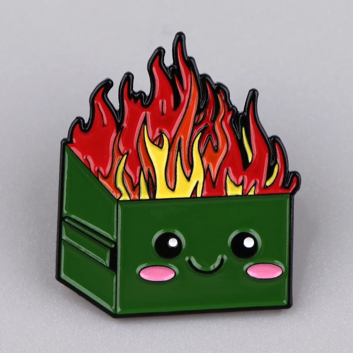 Fire Trash Can Enamel Pin Funny Burning Garbage Brooches For Women Metal Badge Lapel Pins Jewelry