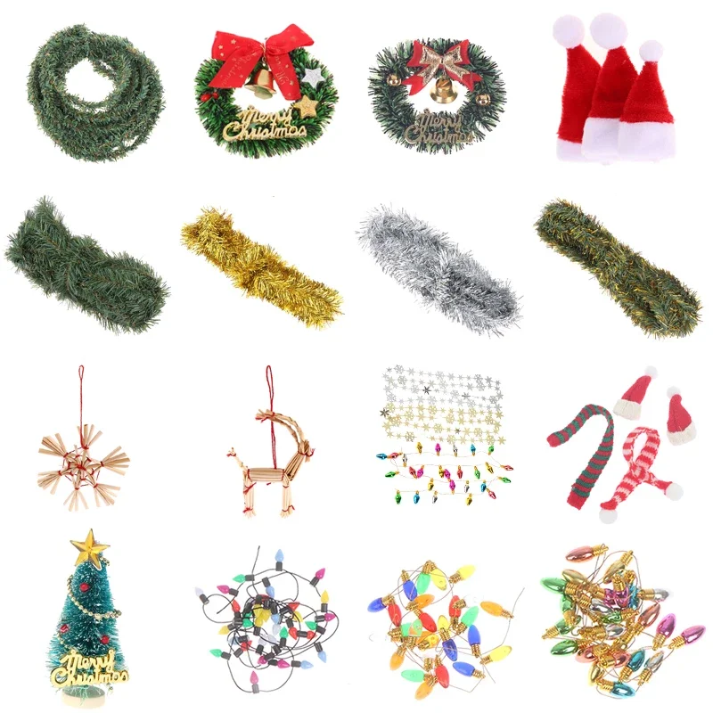1pc Christmas Decoration Dollhouse Miniature Emulation Pine Leaf Rattan Strip DIY Decorative For