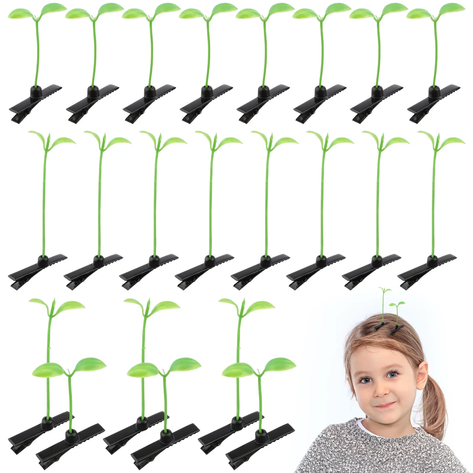 50pcs Hair Clips Grass Funny Hairpins Trendy Bean Sprouts Hair Claw Clip Clamp for Women Girls Hair