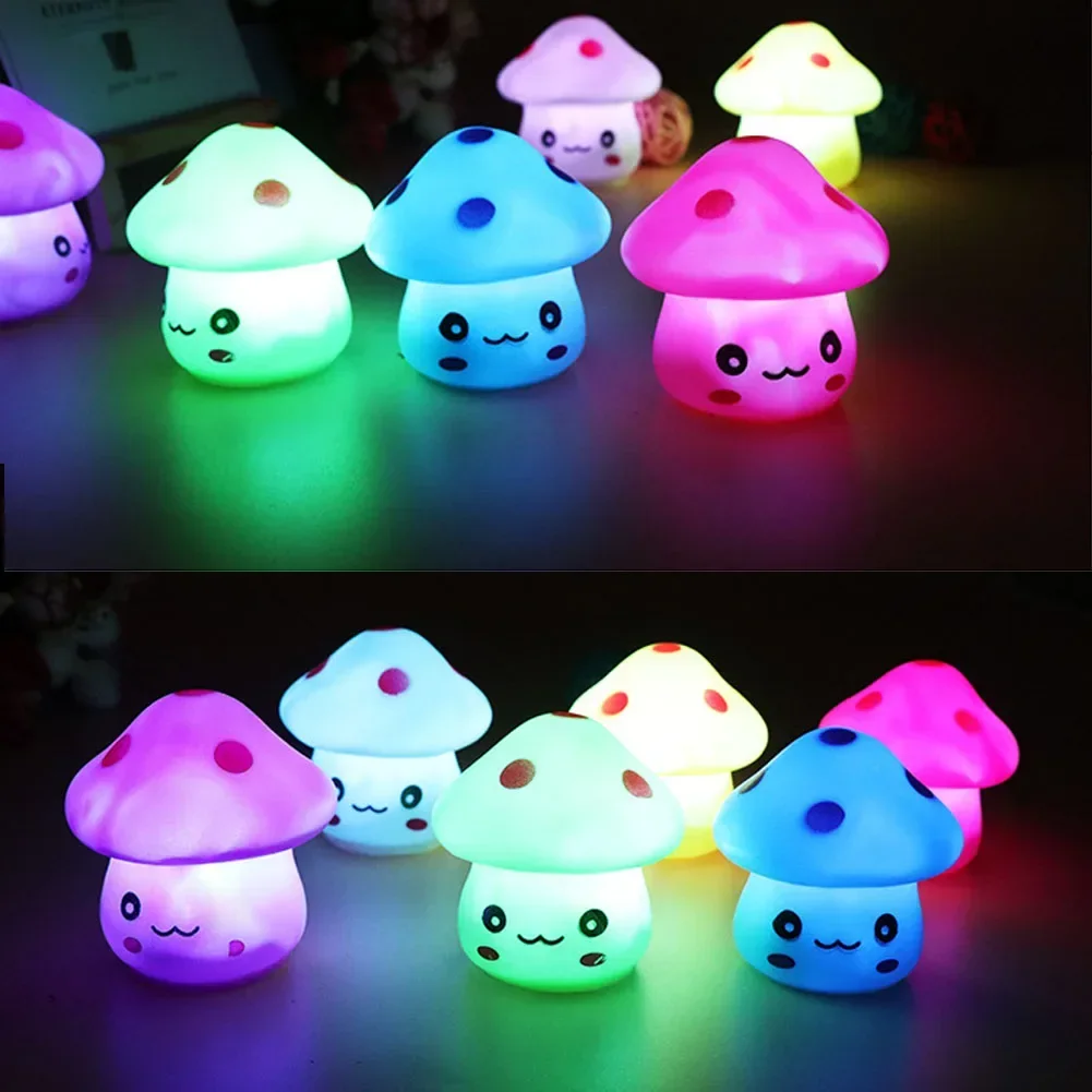 1Pcs Mini Cute Mushroom Lamp Indoor Baby Children Room Lighting Toy LED Bedside Luminous Night Light