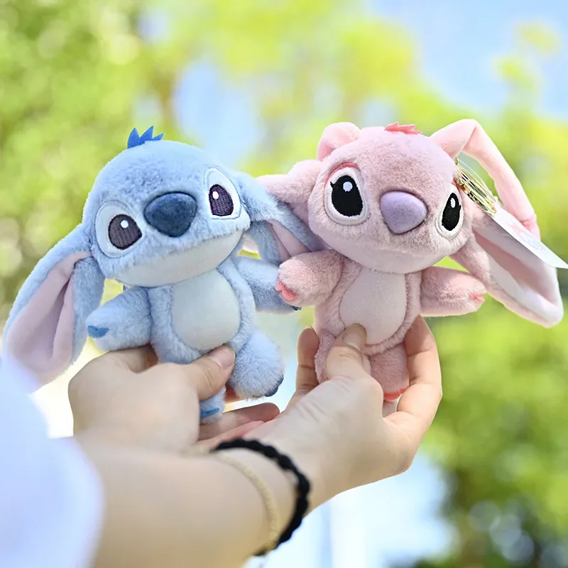 Disney Stitch Angel Plush Keychain Anime Cartoon Pendant Boys Girls Bag Ornament Toys Kawaii Stuffed
