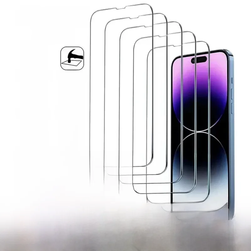 5Pcs Tempered Glass for iPhone 15 14 13 12 11 Pro Max Screen Protector for iPhone 12Mini 13Mini 7 8