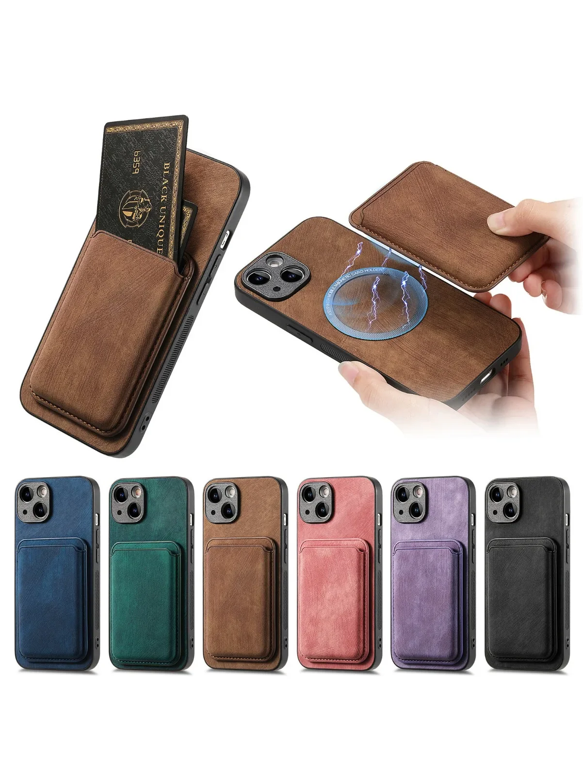 2 in 1 Detachable Magnetic Cards Solt Leather Case For iPhone 15 16 Pro Max 14 Plus 13 12 Mini Xs XR
